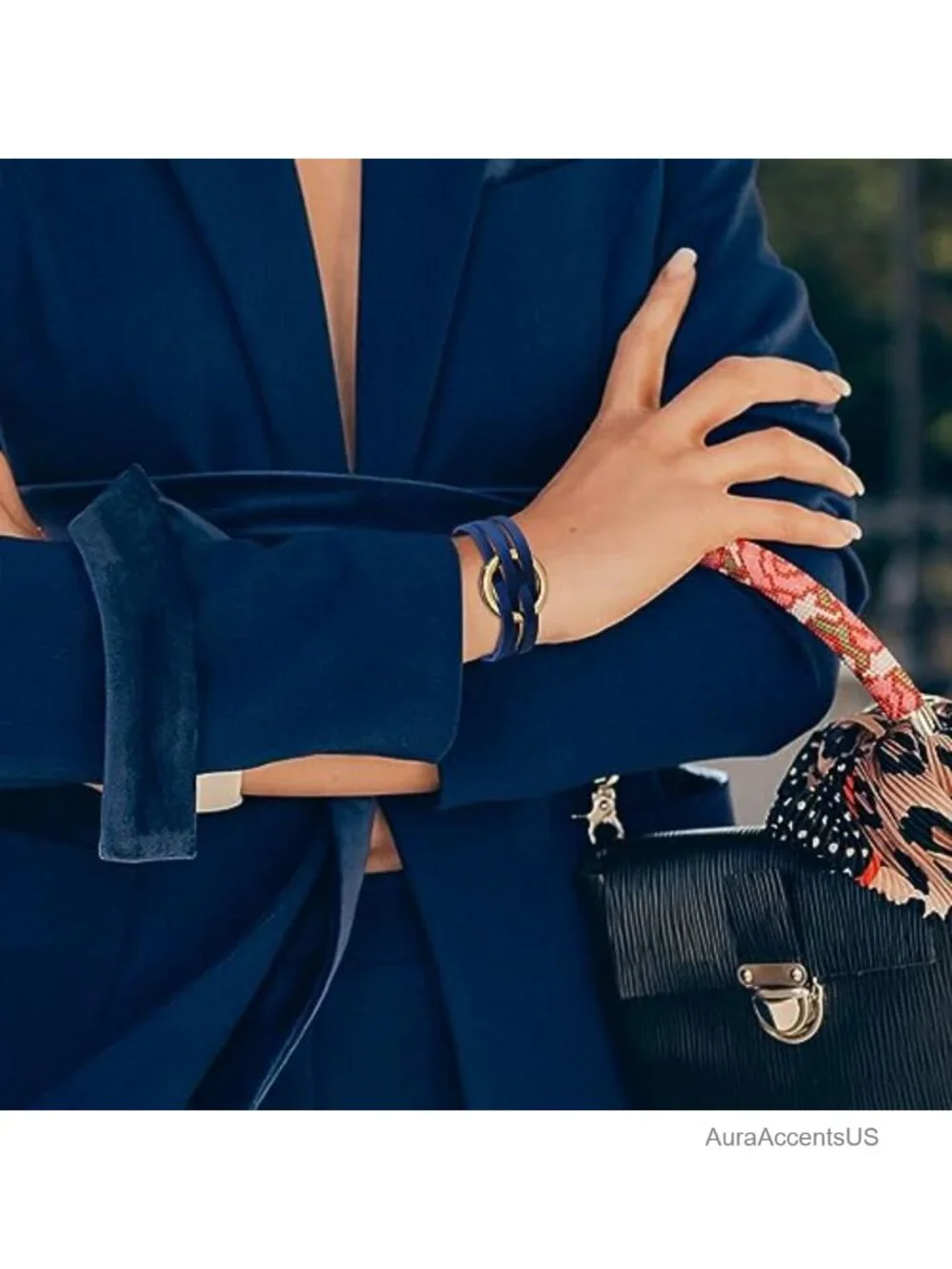Leather Cuff Wrap Bracelet for Women Boho Circle Charm